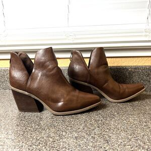 Michael Kors D'Orsay Ankle Booties Women's 8.5 Brown Synthetic Pointed Toe Heels